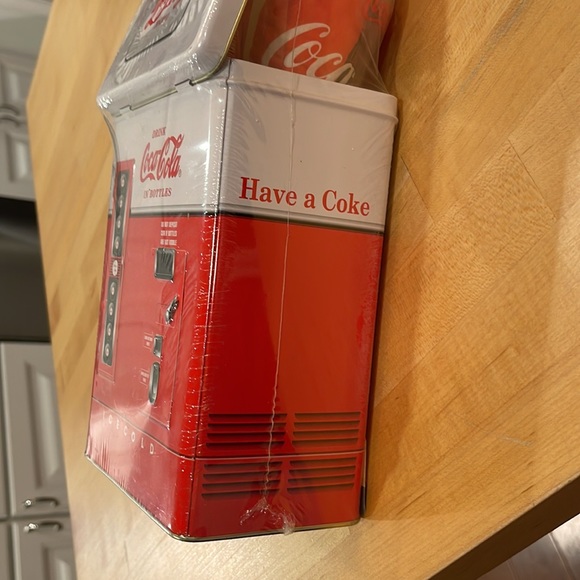 1950s coca-cola Vending Machine Tin with Glass, Straw and Mini Tray NIP - Picture 11 of 14